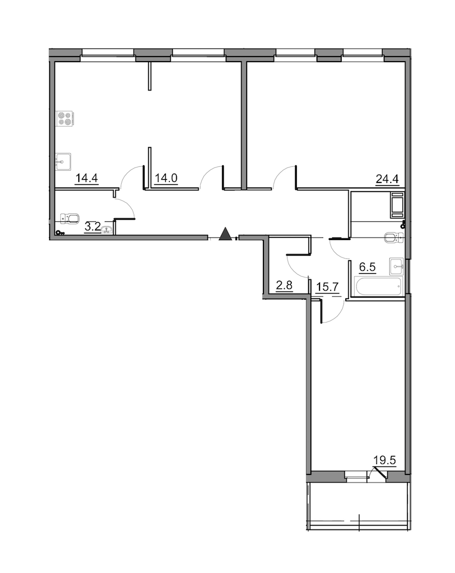 3-комнатная квартира 103.1 м², 2/14 эт., ЖК «Московские ворота 2»